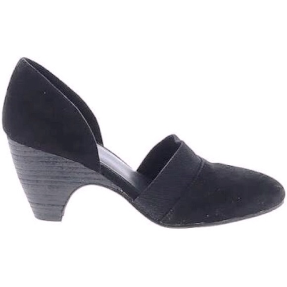 Eileen Fisher Shoes - EILEEN FISHER-Hilly Black Suede D’Orsay Comfy Suede Heels-Size 8.5